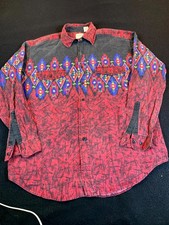 Vintage Western Plains Trading Co Shirt Men Large Multicolor Geometric Button Up