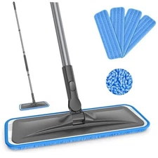 Microfiber Mops for Hardwood Floor Cleaning -  Flat Floor Mop with 4 Washable 