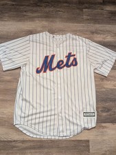 Majestic Cool Base New York Mets Authentic White Striped Jersey Mens Size L