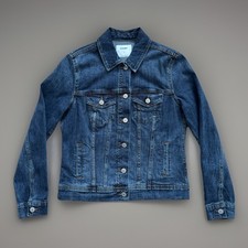 SMALL OLD NAVY DENIM JEAN JACKET WOMENS BLUE STRETCH CLASSIC TRUCKER CASUAL NWOT