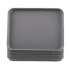 Plastic Fast Food Serving Tray, 12 Pack Restaurant Trays, Grey
