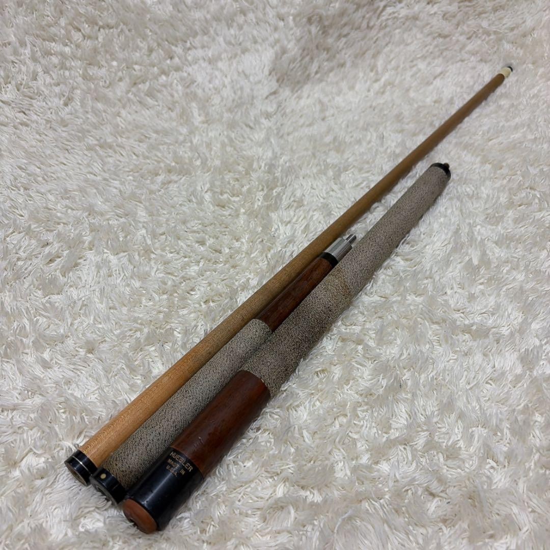 Rare Huebler cue, USA-made, 3-piece billiard cue, linen-wrapped