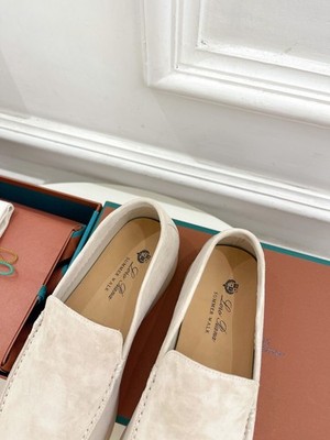 Loro Piana Suede Loafers Beige Slip On Shoes Men Casual Luxury Size EU 42