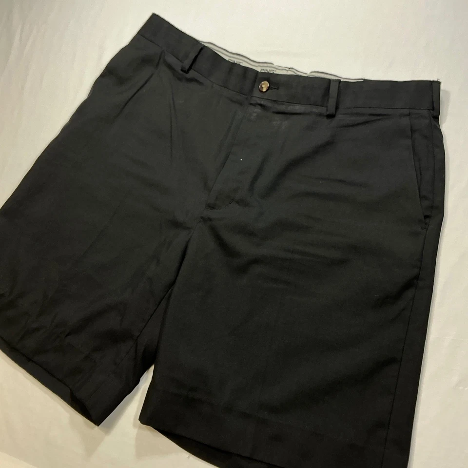 Pantalones cortos de golf PING negros para hombre talla 38 plisados delanteros ropa deportiva de golf Foto 2 de 4