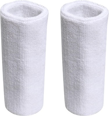 Sweatbands Sports Wristbands for Men and Women - 6 inch Elastic white 