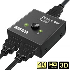 Bi-Direction HDMI Switch Switcher Splitter Cable 4K 2.0 HUB HDCP 2x1 1x2 In Out