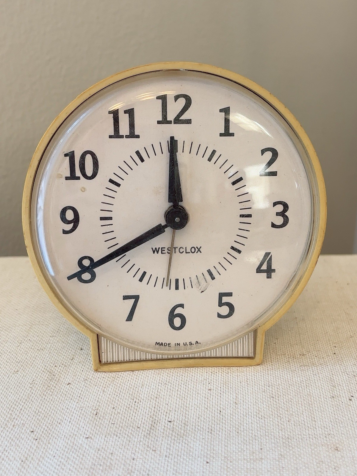 Retro Westclox Wind Up Manual Cream White Alarm Clock Working - Made in USA