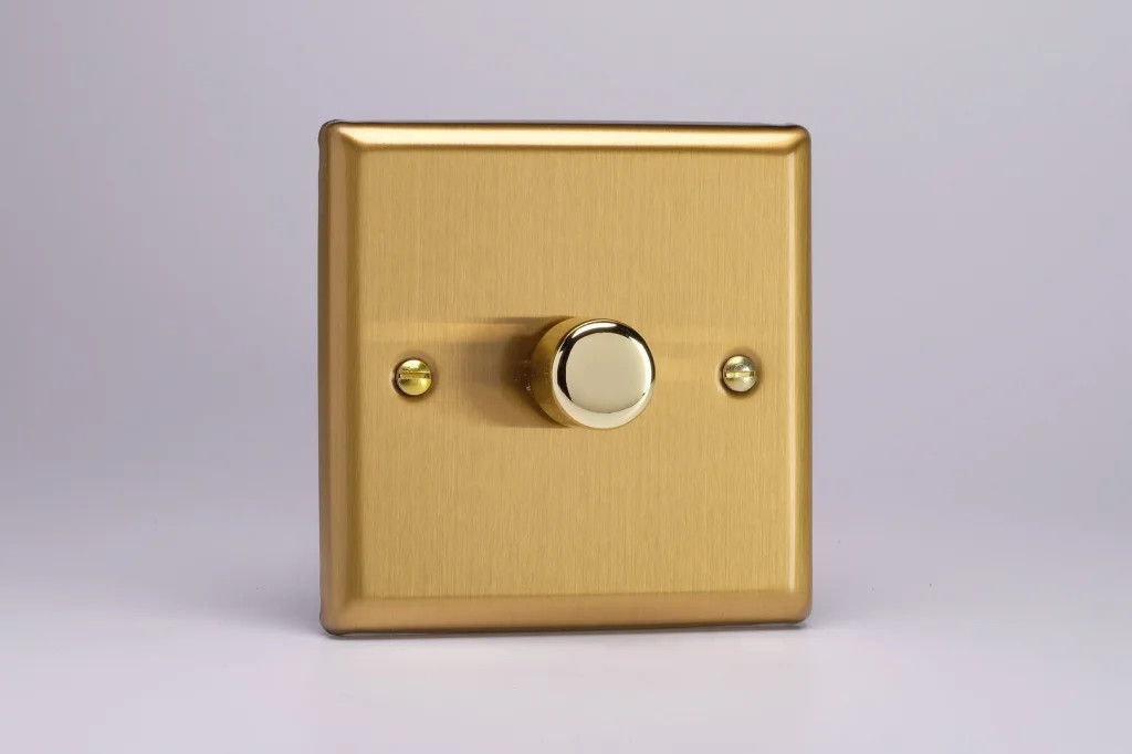 Dimmer Brass V-Pro Smart Classic Brushed 120w Max 1-Gang Varilight JBM101