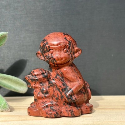 2'' Natural Red Obsidian Monkey Skull Carved Quartz Crystal Skull Healing 1pc