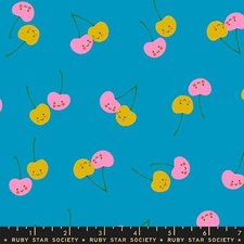 1/4 Yard 9x42 Ruby Star Society "Trinketry" Cherry Friends Bright Blue Cotton