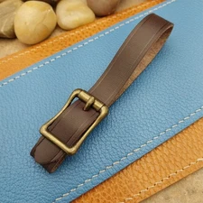 English Bridle Leather Vintage Pocket Watch Fob Strap &Antique Brass Cast Buckle