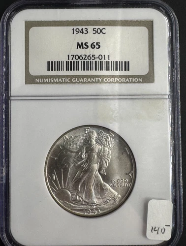 1943 Walking Liberty Half Dollar – NGC MS65 – Gem BU – Cracked Holder