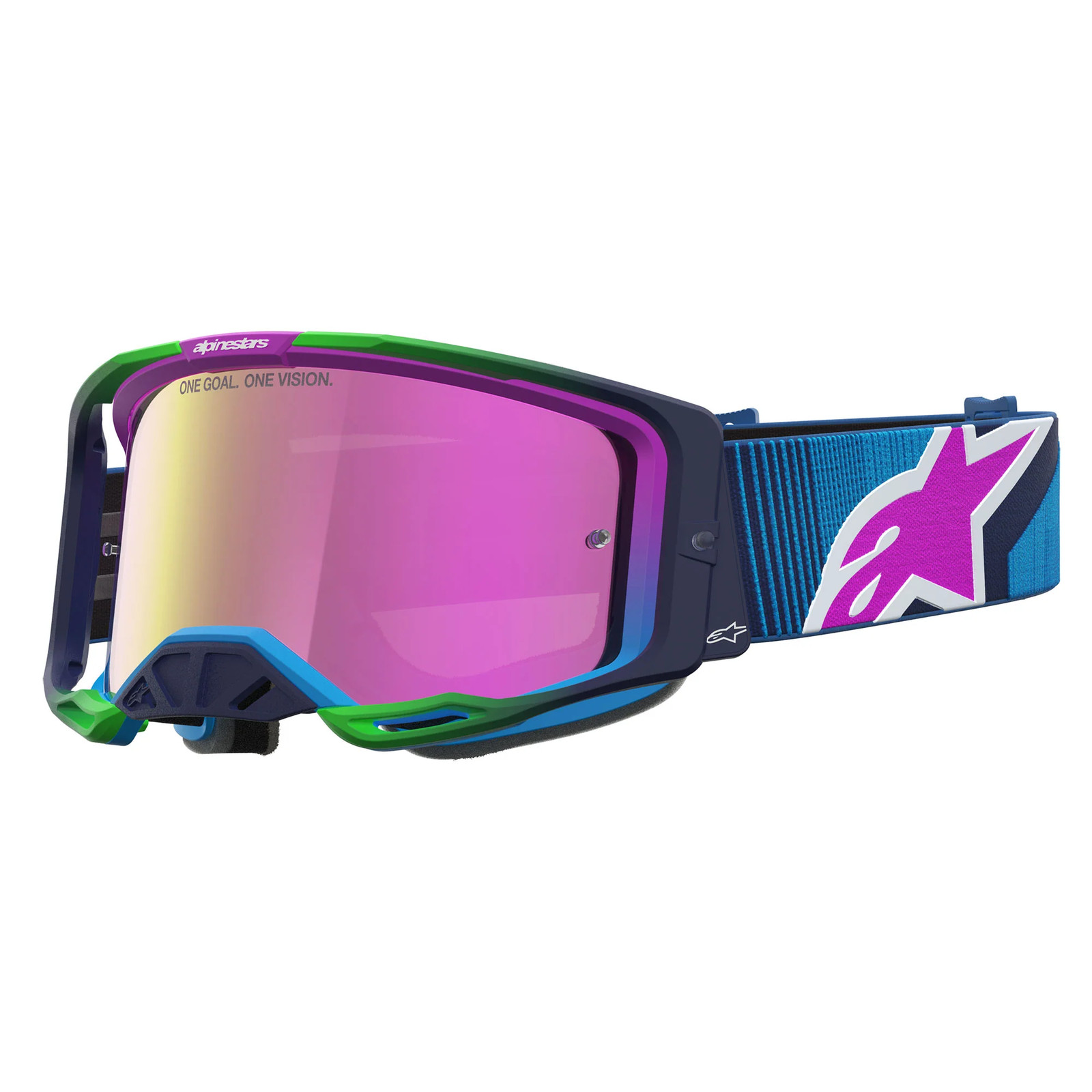 Alpinestars Vision 8 MAVEN MX Goggles (Blue/Purple) Mirror Pink Lens - Image 3