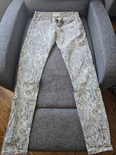 Current/Elliott Women's Skinny Jeans Gray White Animal Print Denim