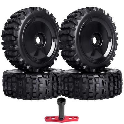 1/8 RC Buggy Tires 17mm Hex RC Wheels and Tires Preglued Mounted with Foam