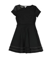 bar III Womens Mesh Trim Fit & Flare Dress, black, S