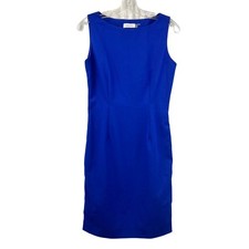 Calvin Klein Sleeveless Sheath Dress Side Zippers Knee Length Blue Size 4