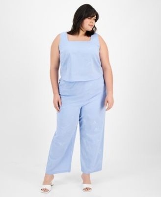 KASPER Plus Size Straight-Leg Pants Women's 14W California Sky Zip/Hook & Bar