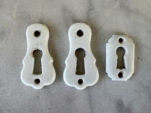 Lot of 3 Porcelain Keyhole Plates ~ Escutcheon