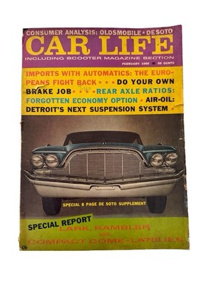 Car Life Magazine February 1960 Vintage Auto Magazine De Soto Supplement Vespa A