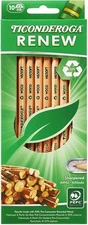 Ticonderoga Renew Wood-Cased Pencils, #2 HB Soft, Natural, 10 Count (X96110)