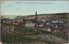 Birdseye View Houghton & Hancock Michigan MI 1903 Keweenaw Postcard