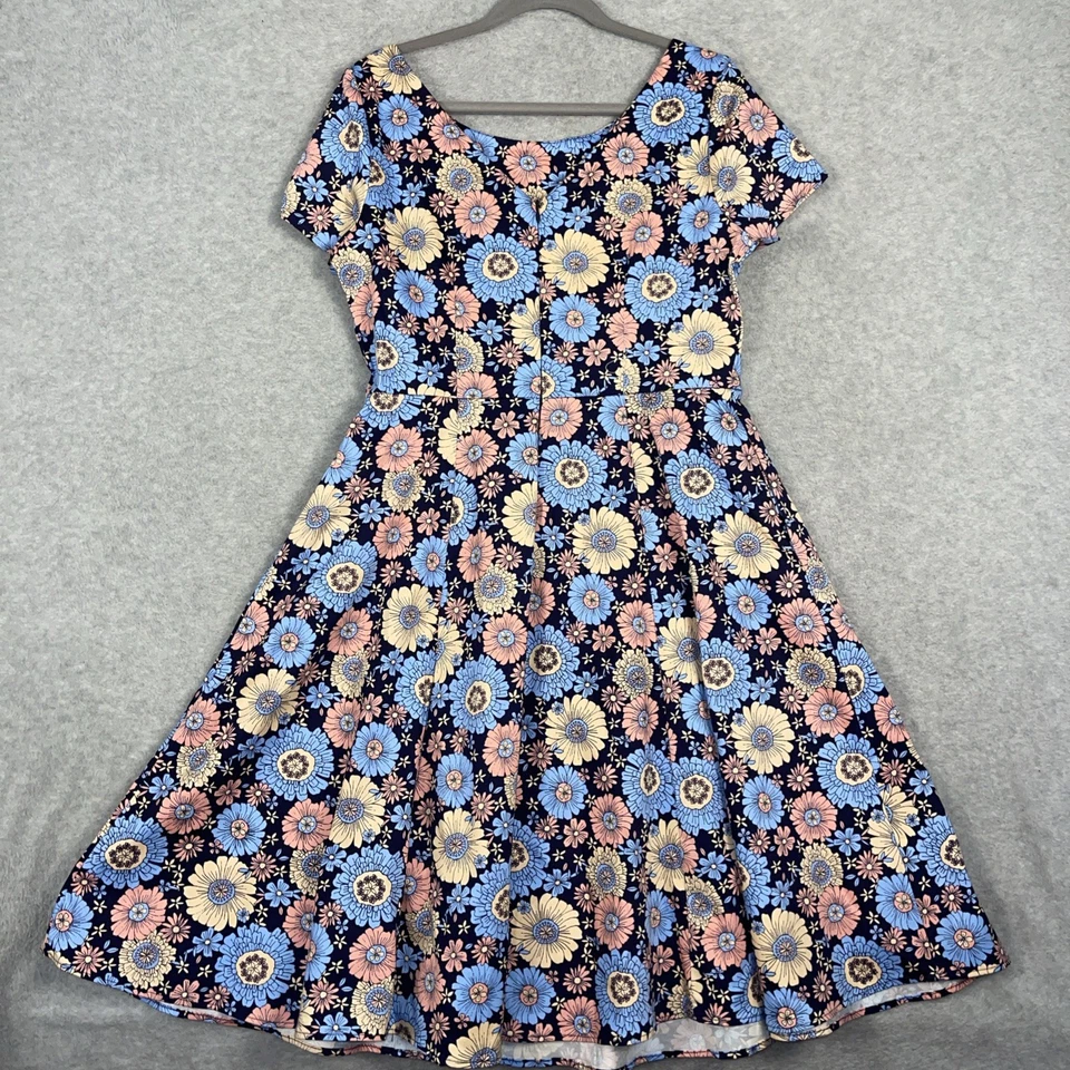Vestido retro floral Eva Rose entallado y acampanado para mujer XL multicolor estampado margarita años 50 Foto 2 de 4