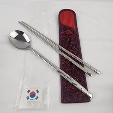 Korean Traditional Cutlery Stainless Steel Spoon and Chopsticks Set