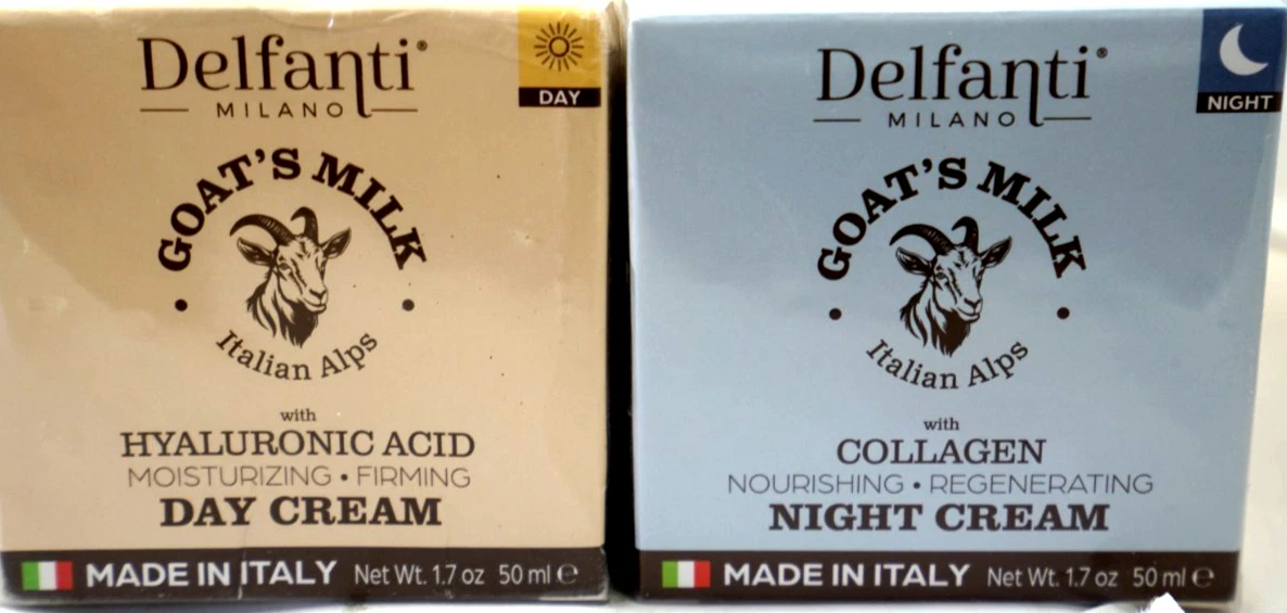 Delfanti Goat's Milk Hyaluronic Acid Day Cream & Collagen Night Cream 1.7oz each