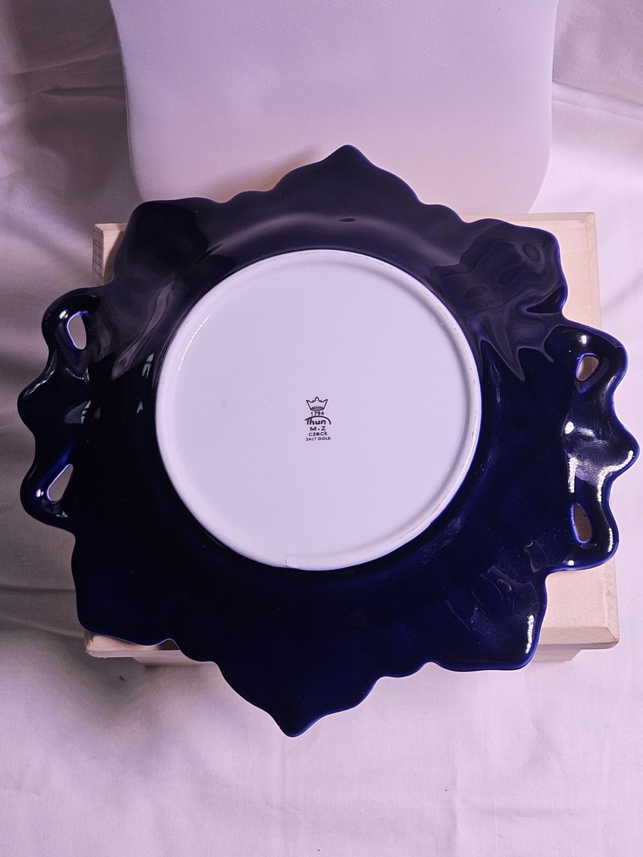 Antique Czech M.Z. 1794 Thun Colbalt Porcelain 24ct Gold