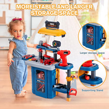 3 in 1 Kids Tool Bench -, Toddler Workbench with Electric Drill and Realistic...