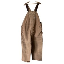 VTG Carhartt Bib Overalls Double Knees RO1 BRN Mens Size 50 X 30 Brown