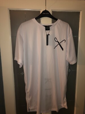 Weißes T-Shirt Herren Größe XL King Apparel mit schwarzem Scherenmuster. Neu mit Etikett