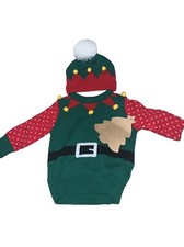 Elf Baby Sweater and Hat Size 0-6 Month Christmas Holiday Cute Ugly Sweater