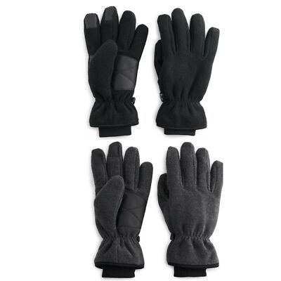 Tek Gear Mens Thinsulate Warm Gear Touch Screen  Cuffed Micro fleece Gloves S/M