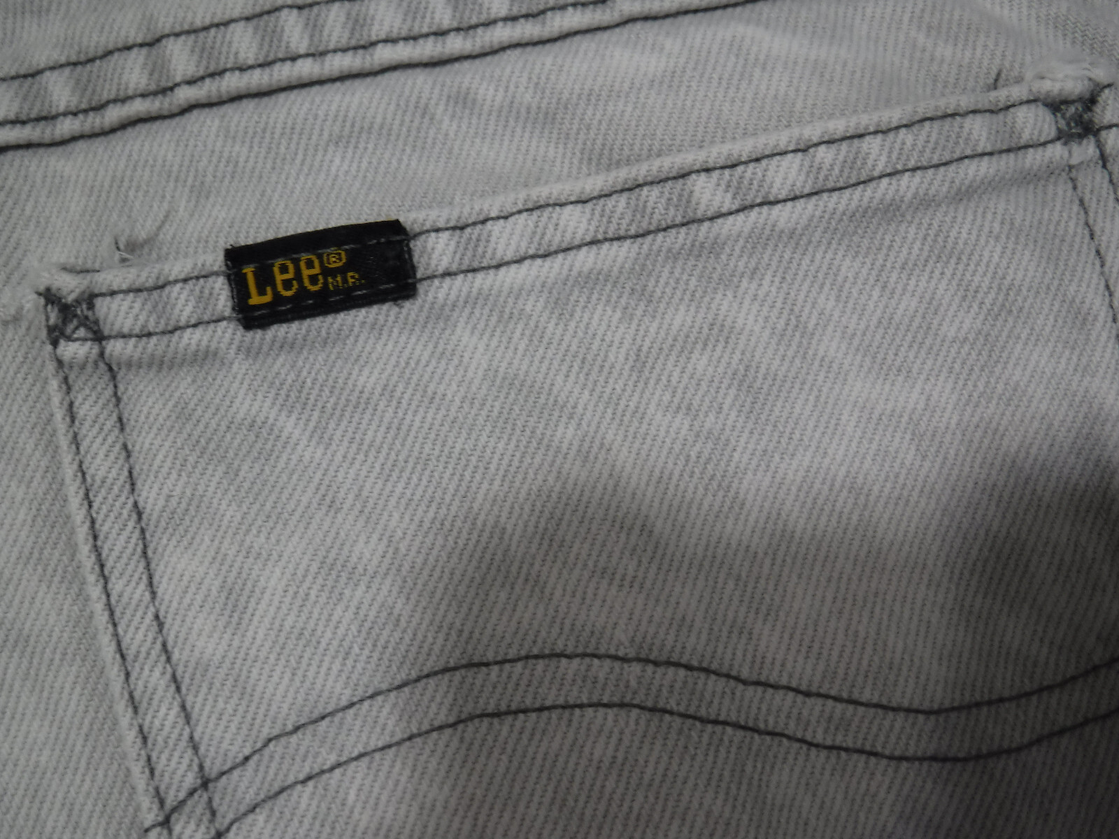 PFR Vtg Men's LEE USA Union Made Light Gray White FADED Washed Denim Jeans 34/30