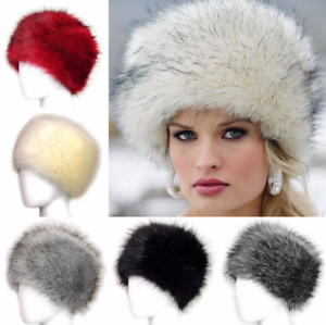 Women Faux Fox Fur Snow Hat Russian Winter Warmer Ear Cap Ushanka Cossack Ski UK