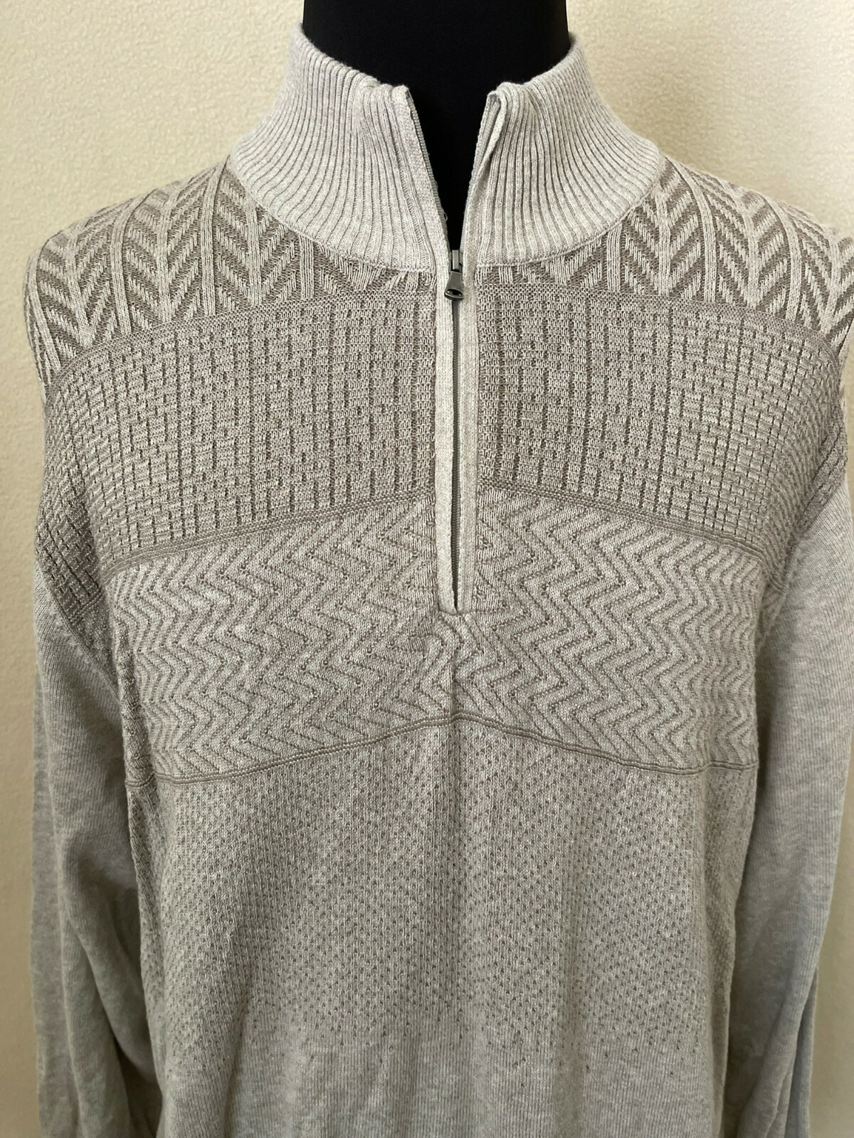 Alan Flusser Tan Patterned Knit Pullover Sweater,… - image 2