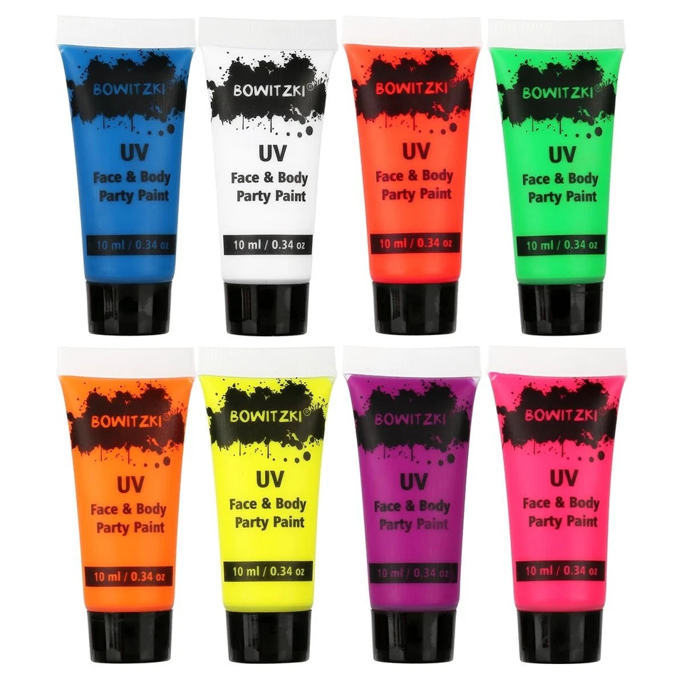 10ml* 8 Tubes UV Face Paint Glow In The Dark for Party Bar Makeup Bright Colors - Image 2 of 4