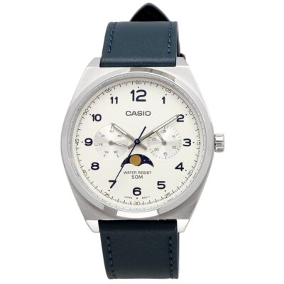 CASIO MTP-M300L-7Aネイビー CASIO Standard Moon Phase Analog Men's Watch MTP-M300L-7AV White