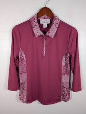 TOMMY BAHAMA Top Women's Medium Plum 1/4 Zip Pullover Stretch Golf Tennis Top