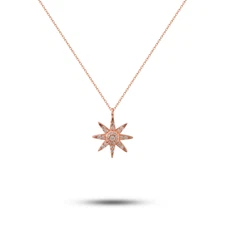 925 Silver Star Pendant Necklace Diamond North Star Necklace Starburst Necklace