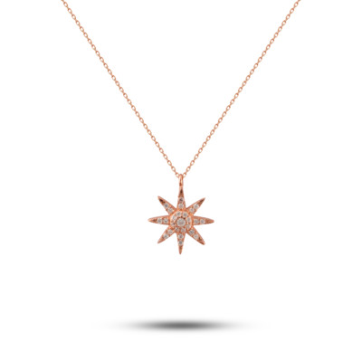 925 Silver Star Pendant Necklace Diamond North Star Necklace Starburst Necklace