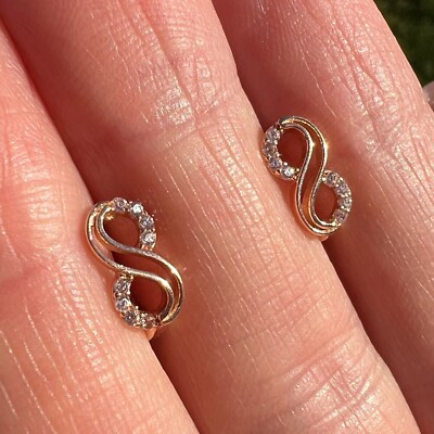 Small 14K Rose Gold Signed Stud Earrings