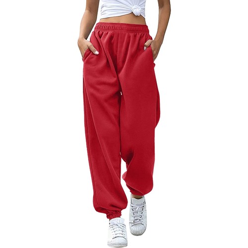Damen-Jogginghose hoher Bund Training Aktiv Jogginghose Hose Baggy Loungehose - Bild 47 von 57