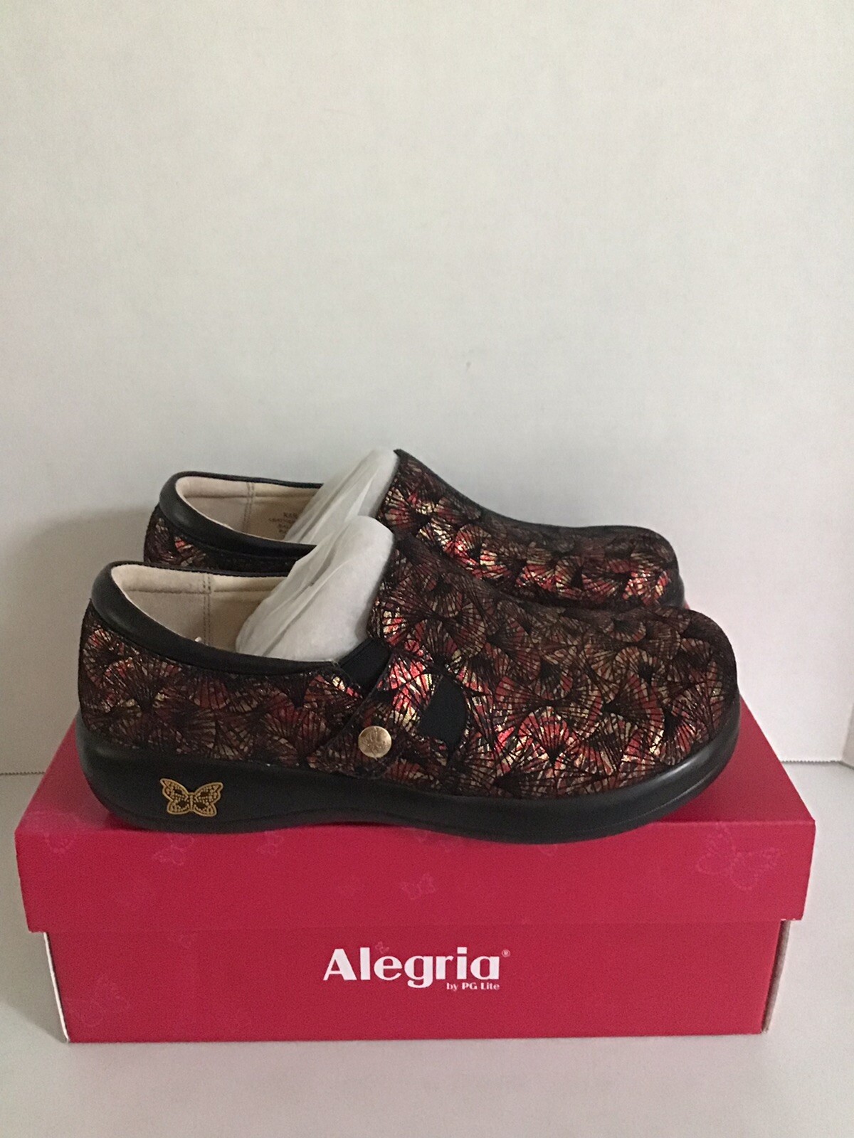 Alegria Kara Drama Black Red Metallic Gold Comfort Shoes Womens US Sz 77.5 NWB eBay