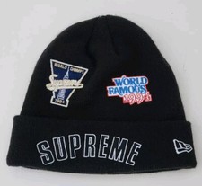 FW19 Supreme New Era Champion Beanie Black Hat