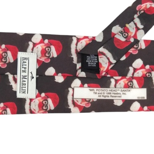 VTG RALPH MARLIN Mens Necktie MR. POTATO HEAD Santa Christmas Novelty Tie 3.85 - Picture 8 of 8