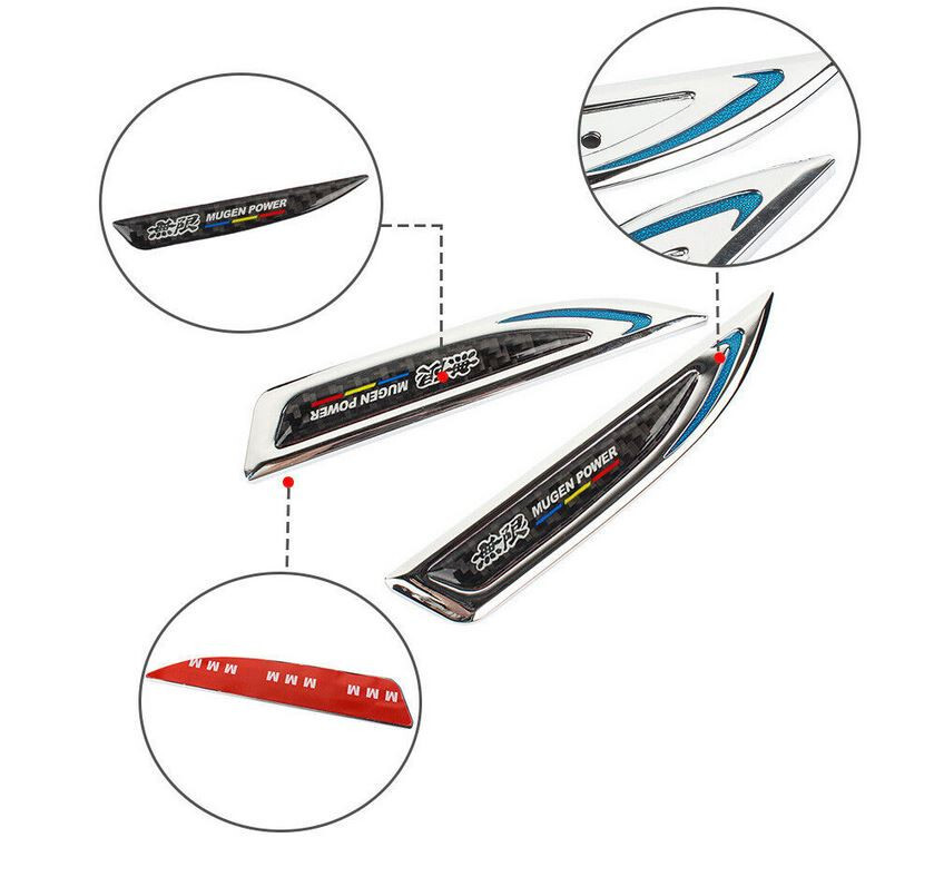 2x Car Side Fender Emblem Rear Trunk Stickers Badge Mugen Chrome Blue