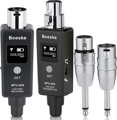 Boeska Wireless XLR Transmitter and Receiver, UHF XLR Adapter System for Dynami